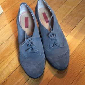 Anthropologie Grey suede shoes